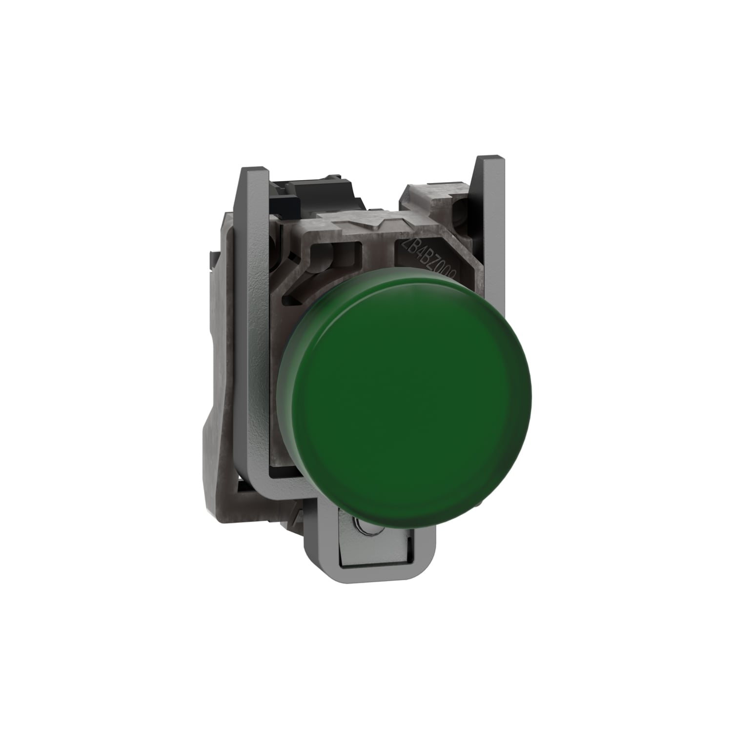 Pilot light, Harmony XB4,metal, green, 22mm, universal LED, plain lens, 230...240V AC