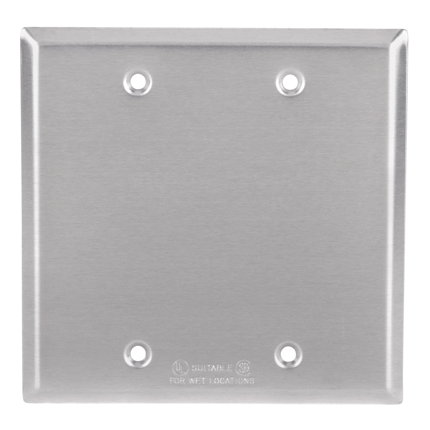 Two Gang Weatherproof Receptacle Cover, Silver, Aluminum, Blank, Box Mount