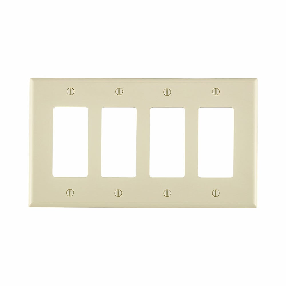 4-Gang Decora/GFCI Decora Wallplate, Midway Size, Light Almond