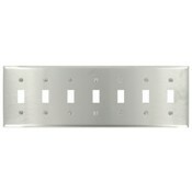 7- Gang Stainless Steel Metal Wallplate, Standard Size, Device Mount, Stainless Steel