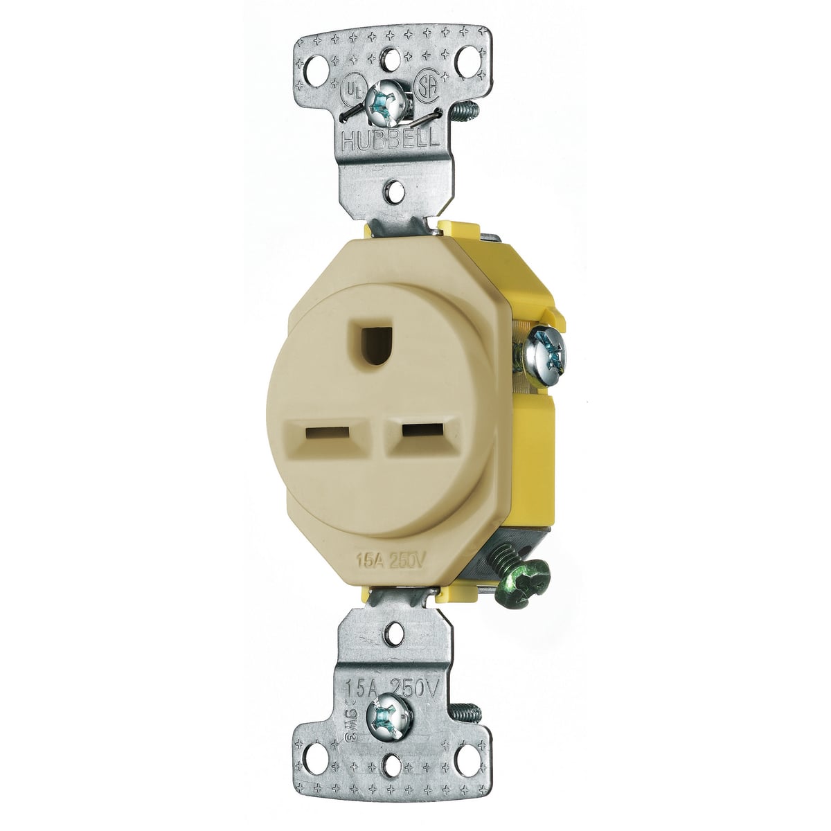 tradeSELECT Straight Blade Receptacle, Residential Grade, Single, 15A 250V, 2-Pole 3-Wire Grounding, 6-15R