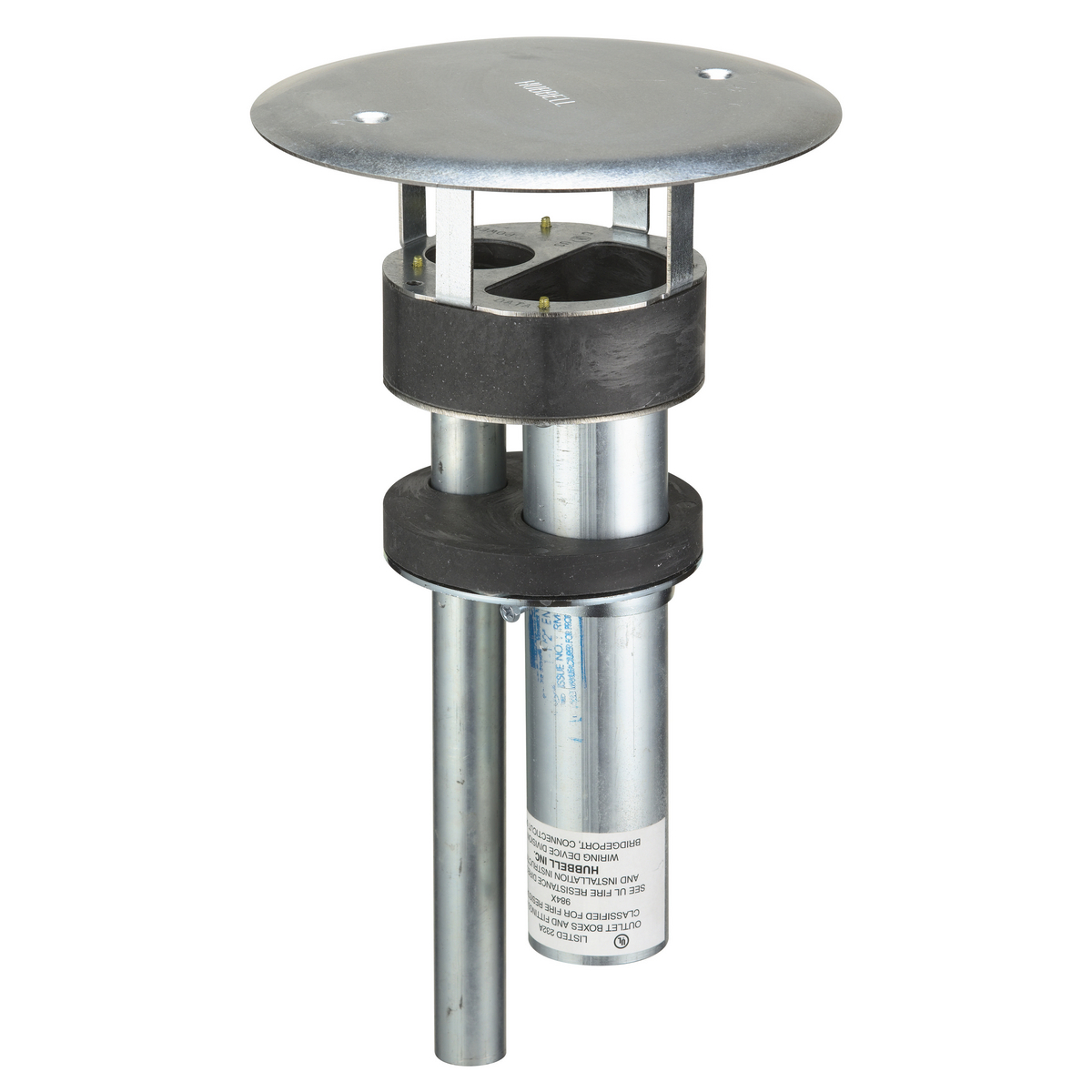 SystemOne, Fire-Rated Poke-Through, AV Series, Through Floor Fitting Only, 3/4" EMT for Power and 1" EMT for Data, With Junction Box