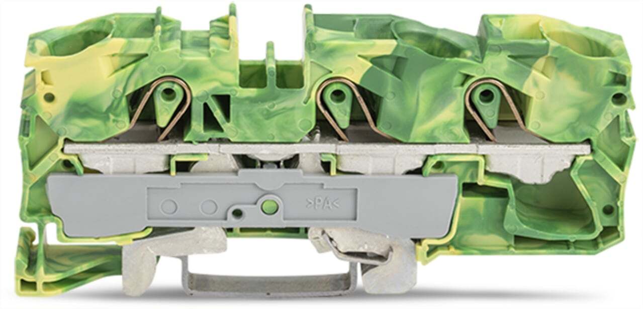 3-conductor ground terminal block; 16 mm; suitable for Ex e II applications; side and center marking; for DIN-rail 35 x 15 and 35 x 7.5; Push-in CAGE CLAMP; 16,00 mm; green-yellow