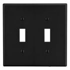Hubbell Wiring Device Kellems, Wallplates and Box Covers, Wallplate,Non-Metallic, 2-Gang, 2) Toggle, Black