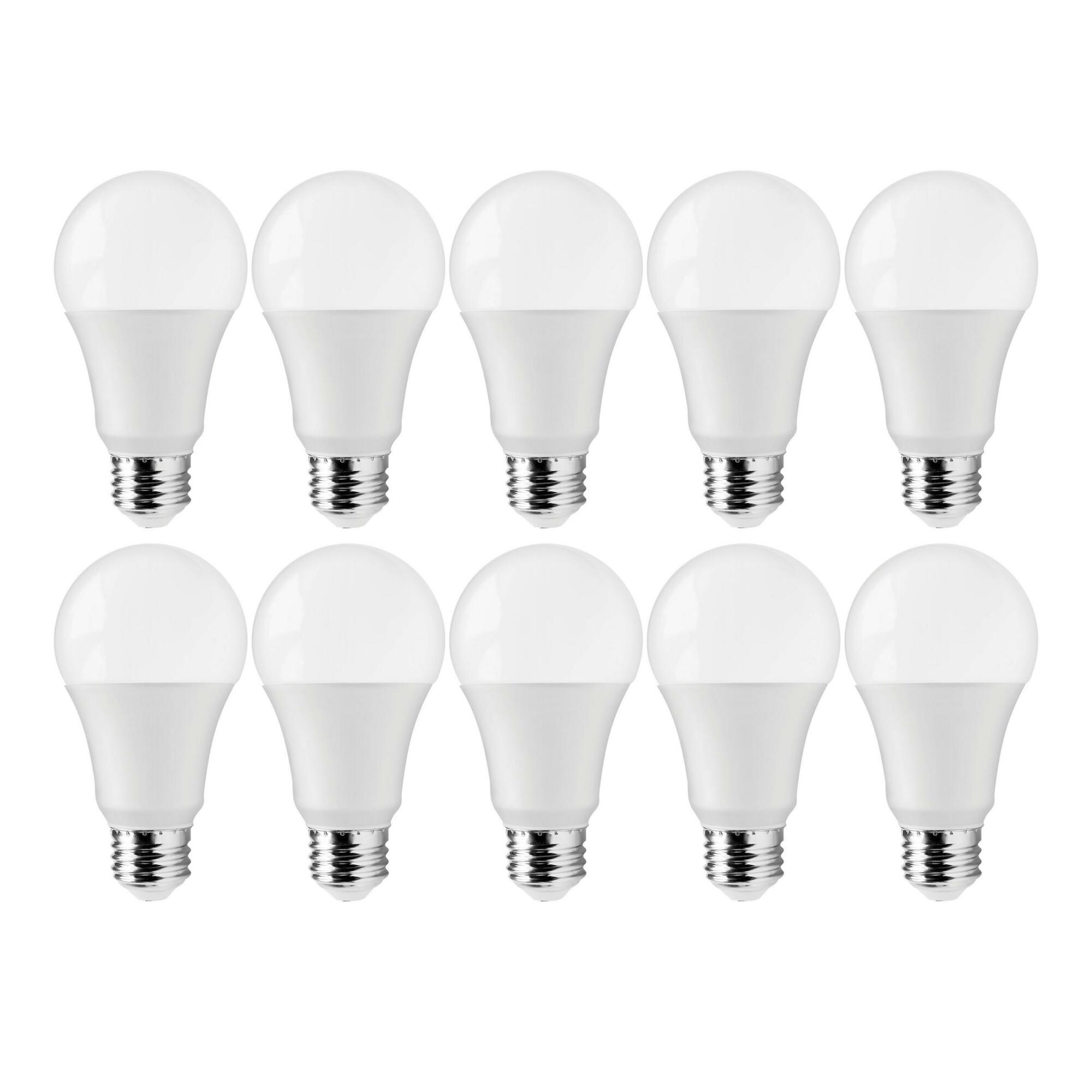 12 Watt A19 LED - 3000K - 75 Watt Replacement - Medium Base - 220 Degree Beam Angle - 10-Pack