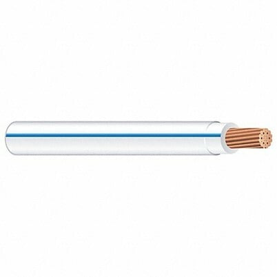 THHN Wire, 12 AWG, White/Blue, Stranded, Copper Conductor, 500 Foot Reel
