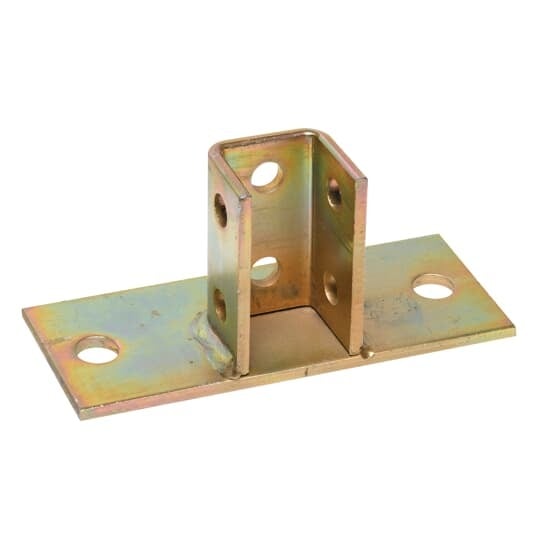 Connector Flush Post Base, 6 Inch x 3 Inch Base, Length of Connector 3 Inches, Width of Connector 1-3/4 Inch, Steel with 3/4 Inch Holes on 1-1/2 Inch Centers