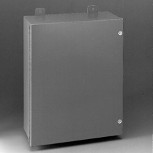 Eaton B-Line series JIC panel enclosure, 30" height, 9" length, 24" width, NEMA 12, Hinged cover, 12CHSC enclosure, Wall mount, Medium single door, External mounting feet, Carbon steel, Oil-resistant gasket