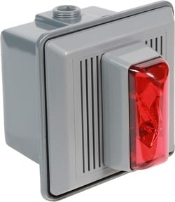 Outdoor Surface Mount Electronic Horn/Strobe, Red, 120VAC 50/60Hz, 0.021A
