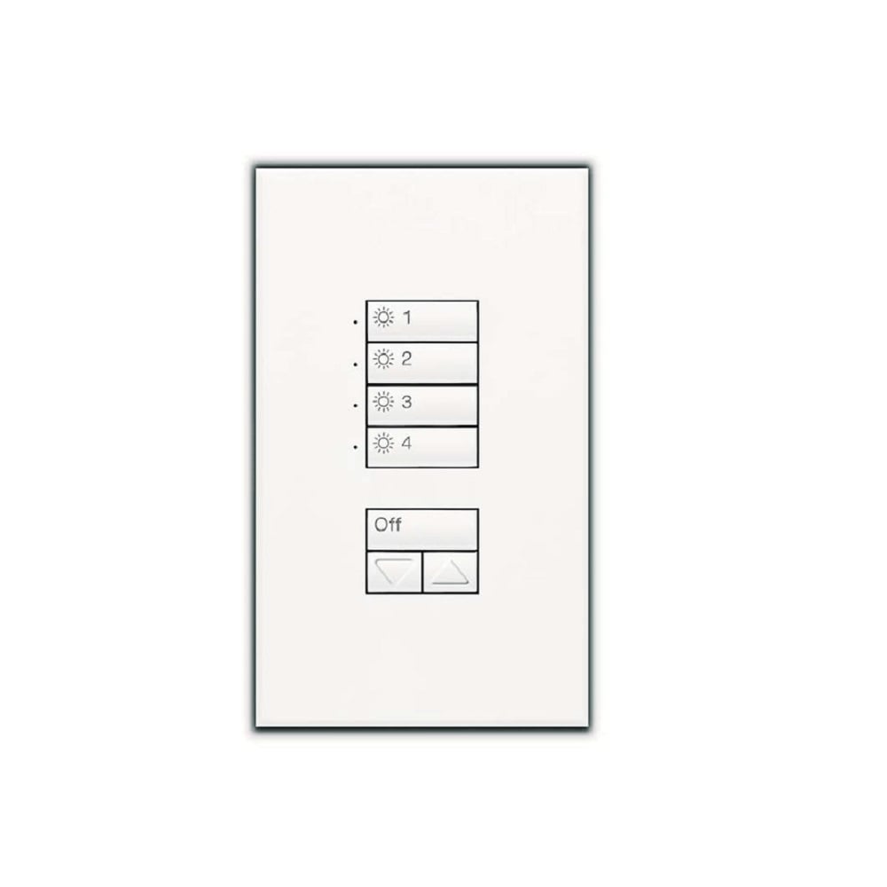 GRAFIK Eye seeTouch non-insert style wallstation; 4-scene with off and raise/lower; white; custom engraving
