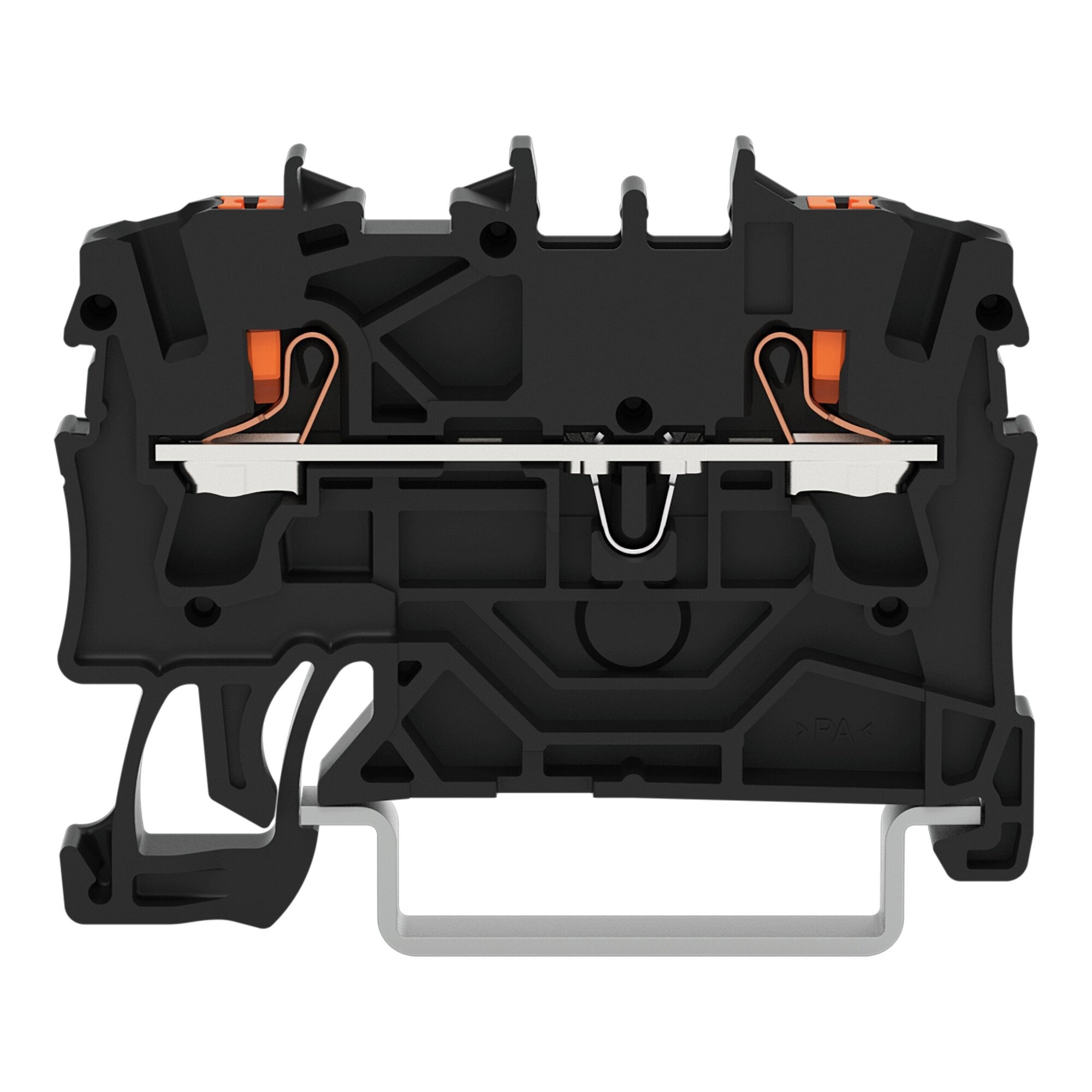 2-conductor through terminal block; with push-button; 2.5 mm; with test port; side and center marking; for DIN-rail 35 x 15 and 35 x 7.5; Push-in CAGE CLAMP; 2,50 mm; black