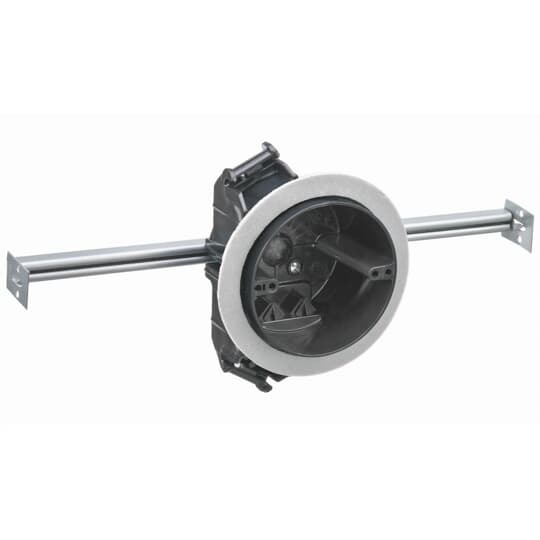 Ceiling Fixture Vapor-Tight Box, Volume 26 Cubic Inches, Length 4 Inches, Width 4 Inches, Depth 2-3/4 Inches, Color Black, Material Polycarbonate, Mounting Means 14.38 Inches to 22.5 Inches Adjustable Bar Hanger