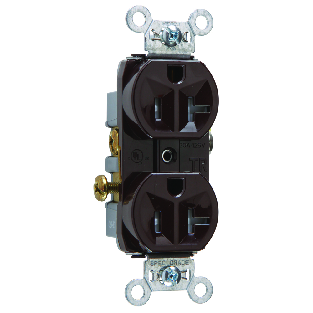 Commercial Grade Tamper-Resistant Duplex Receptacle Side Wire 20amp 125volt Brown