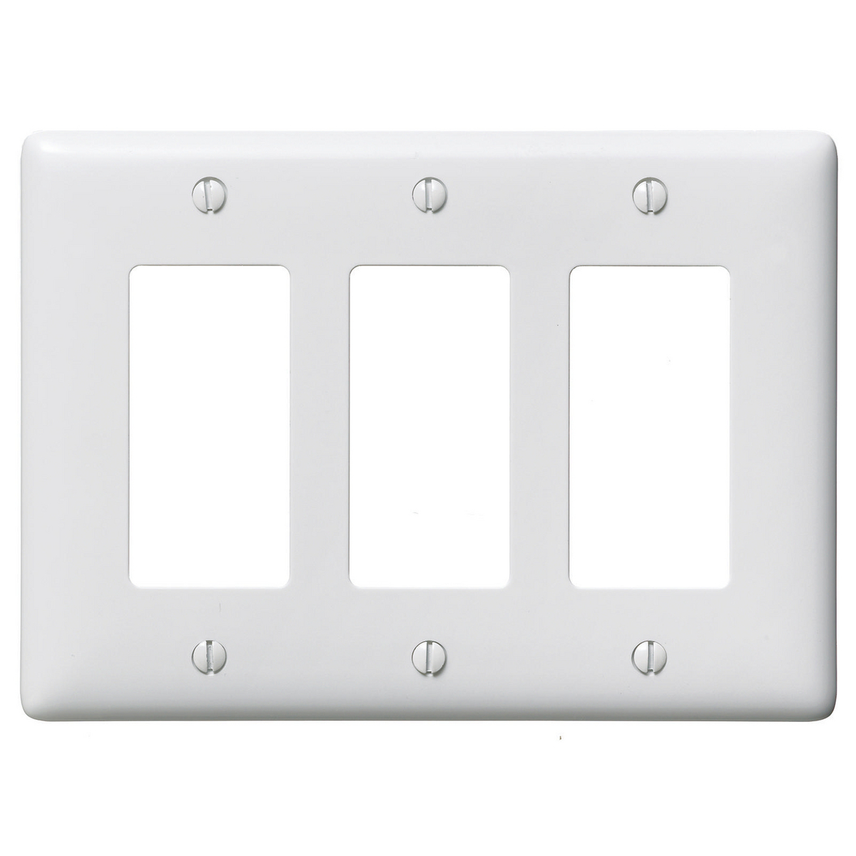 Hubbell Wiring Device Kellems, Wallplates and Box Covers, Wallplate,Nylon, Mid-Sized, 3-Gang, 3) Decorator, White