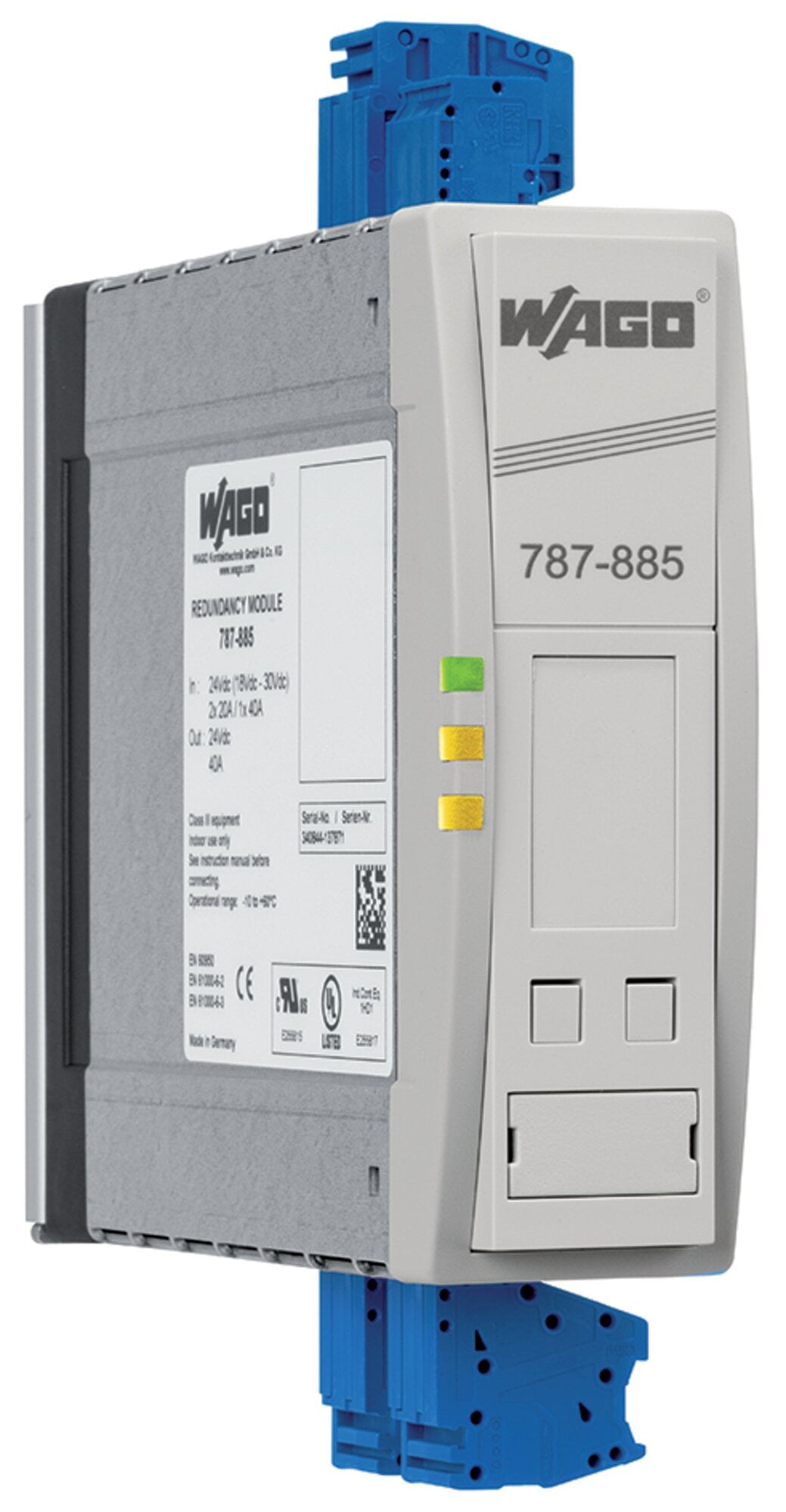 Redundancy Module; 2 x 24 VDC input voltage; 2 x 20 A input current; 24 VDC output voltage; 40 A output current; communication capability; 10,00 mm