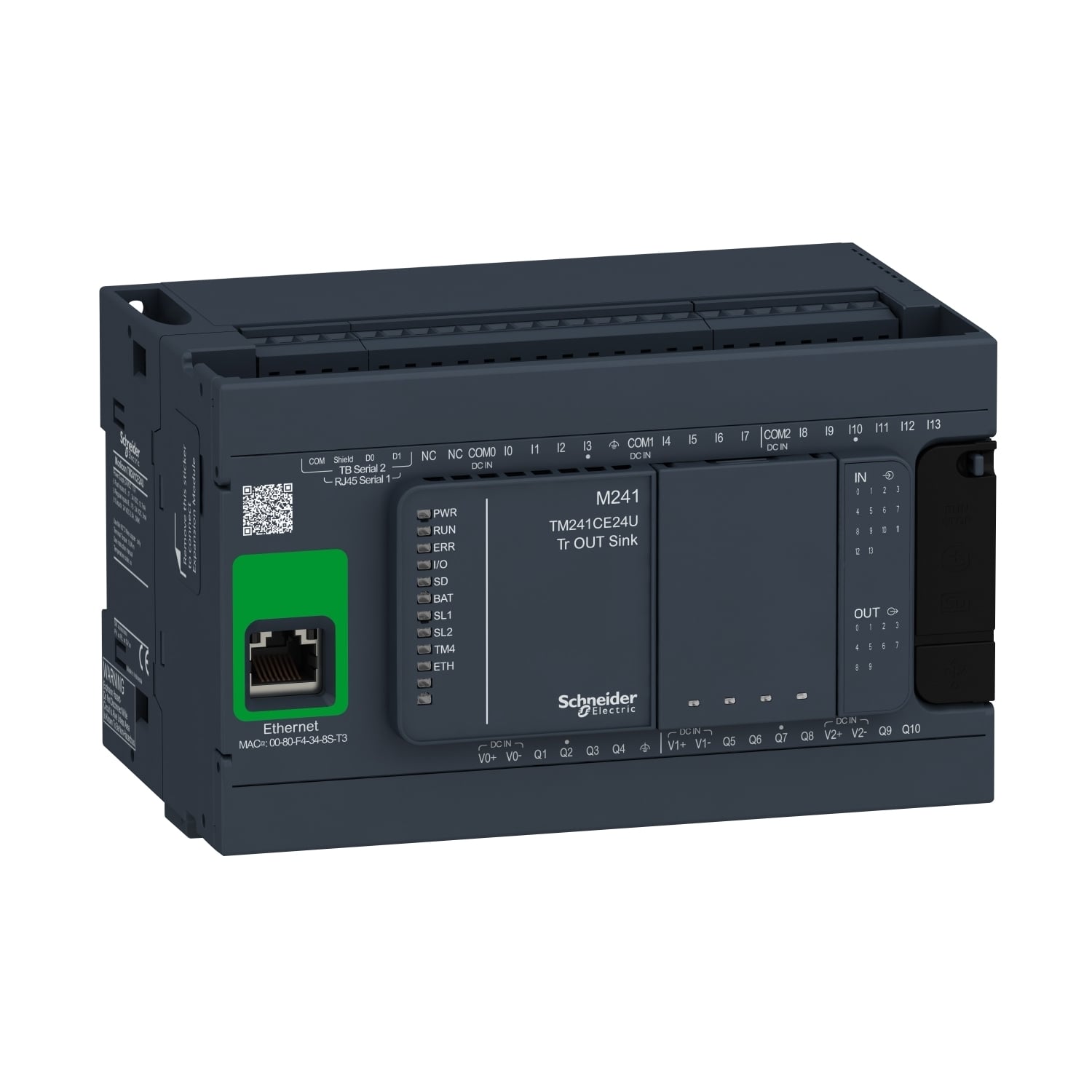 logic controller, Modicon M241, 24 IO, transistor, NPN, Ethernet