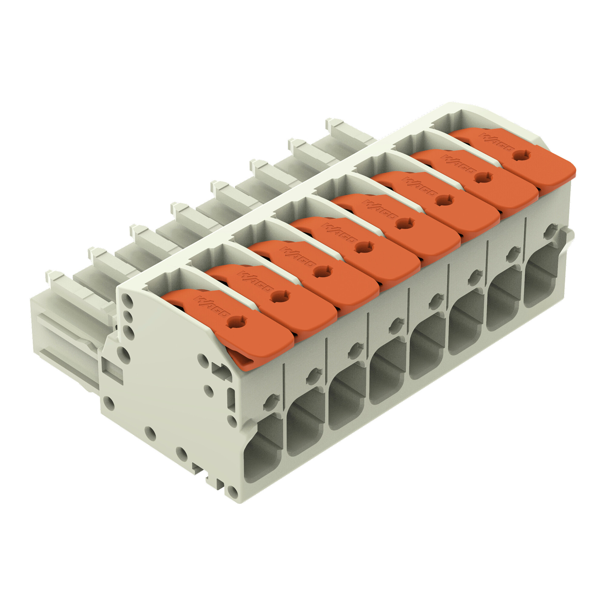 1-conductor female connector; lever; Push-in CAGE CLAMP; 10 mm; Pin spacing 7.62 mm; 8-pole; 100% protected against mismating; 10,00 mm; light gray