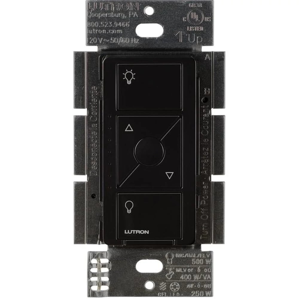 Lutron Caseta Wireless ELV+ Smart Dimmer Switch, with Phase Selectable Dimming for LED (250W), MLV (400W), ELV (500W), and Incandescent/Halogen (500W) lighting, 120V, Black