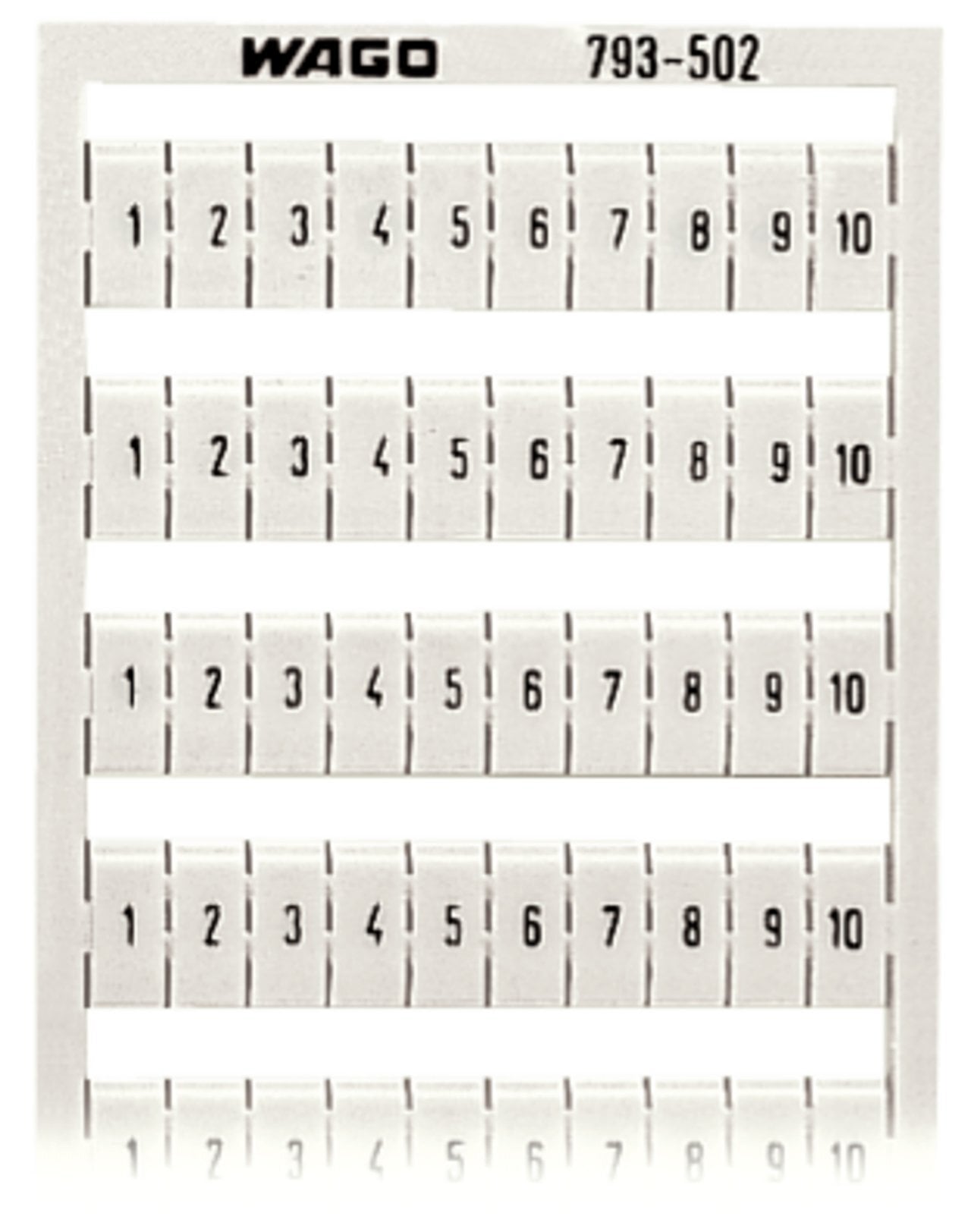WMB marking card; as card; MARKED; 1 ... 10 (10x); not stretchable; Horizontal marking; snap-on type; white