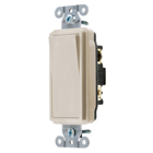 Switches and Lighting Control, Decorator Switch, Specification Grade, Three Way, 20A 120/277V AC, Back and Side Wired, Light Almond