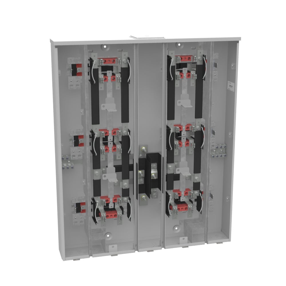 U2856-X-HSP 4 Term, Ringless, Large Closing Plate, 6 Position, 6-125 Amp, Main Breaker Provision, Stainless Steel, Hasp