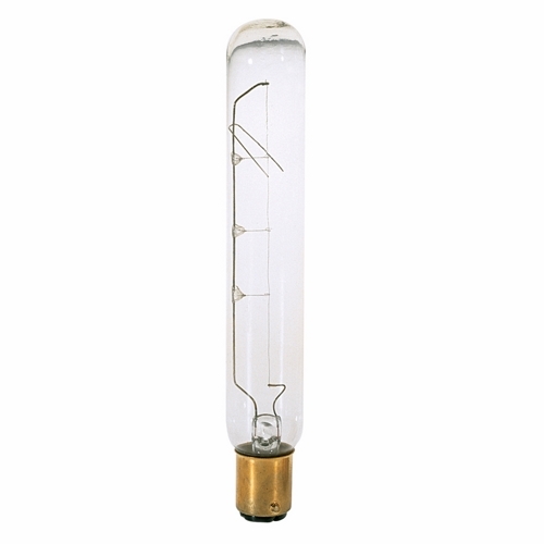 Incandescent Tubular Lamp, Designation: 25T6 1/2/DC, 130 V, 25 WTT, T6 1/2 Shape, BA15d DC Bay Base, Clear, C-8 Filament, 1500 HR, Lumens: 180 LM Initial, 5-3/8 IN Length, 13/16 IN Diameter