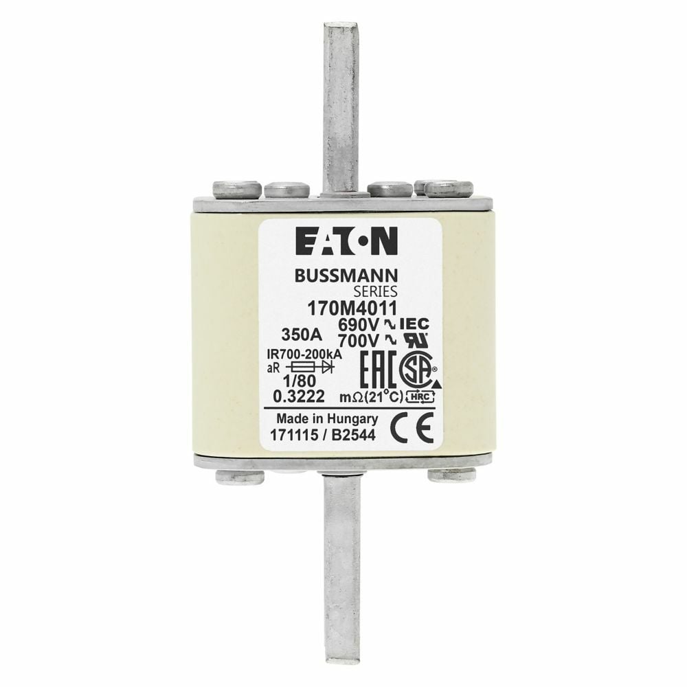 Fuse-link, high speed, 350 A, AC 690 V, DIN 1, 53 x 53 x 108 mm, aR, DIN, IEC, single indicator