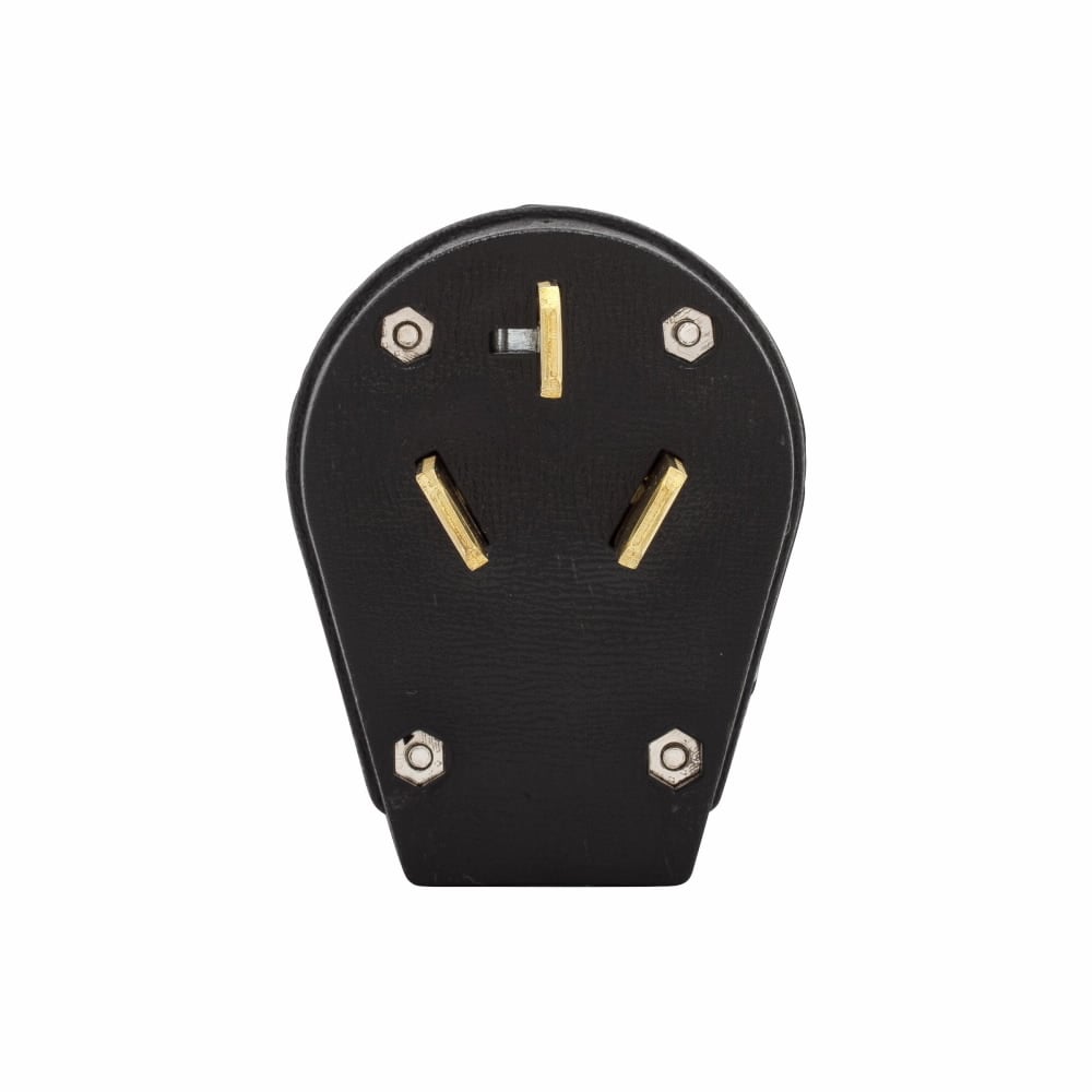 Eaton Arrow Hart heavy-duty universal nema power plug , #10-8 AWG, 30A/50A, Commercial, range & dryer, 125/250V, Back wire, Black, Brass, Abuse-resistant thermoplastic, 10-30P, 10-50P, Screw, Vinyl, Retail Box