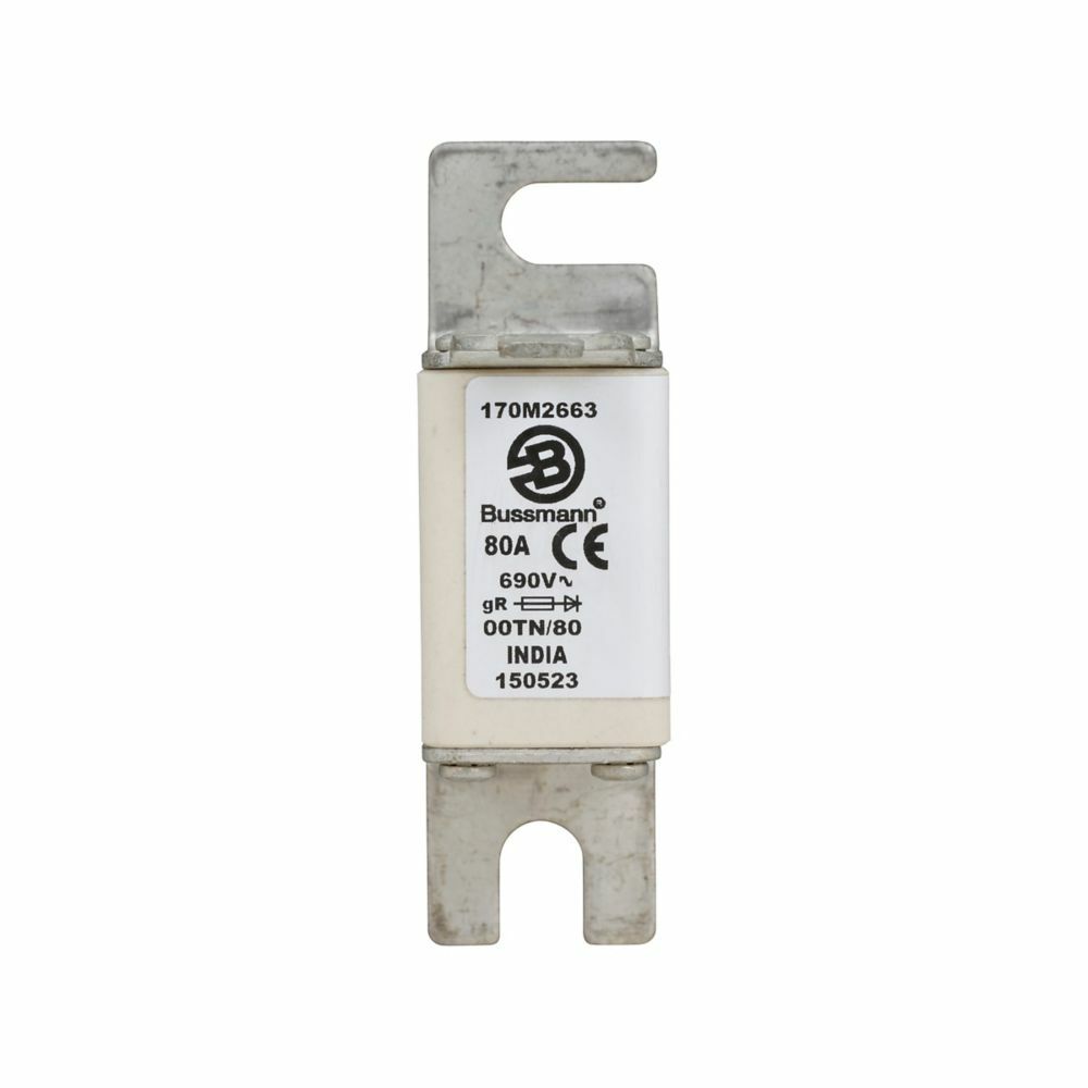 Fuse-link, high speed, 80 A, AC 690 V, DIN 00, gR, DIN, IEC, single indicator, live gripping lugs