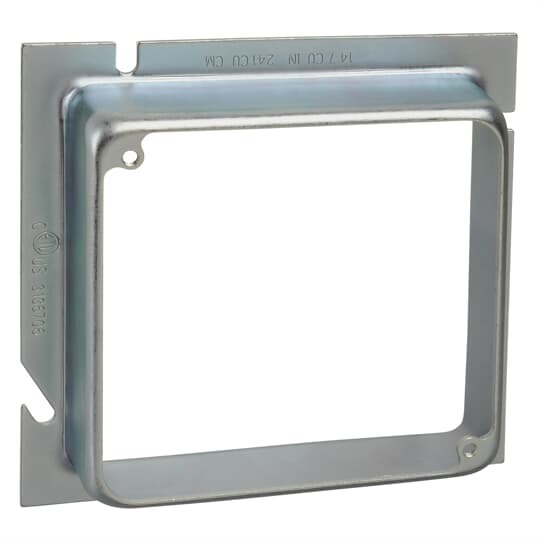 Square Box Extension Ring/Adapter, 14.7 Cubic Inches, 5 Inch Square x 1 Inch Raised, Pre-Galvanized Steel