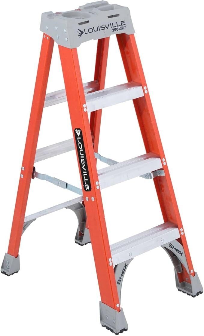 4-Foot Fiberglass Step Ladder, 300-Pound Load Capacity, Type IA
