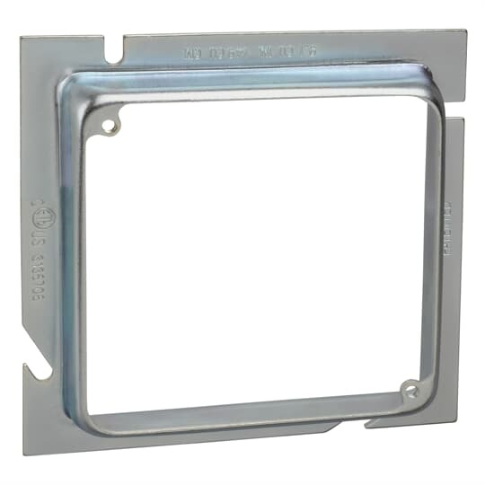 Square Box Extension Ring/Adapter, 9.1 Cubic Inches, 5 Inch Square x 5/8 Inch Raised, Pre-Galvanized Steel