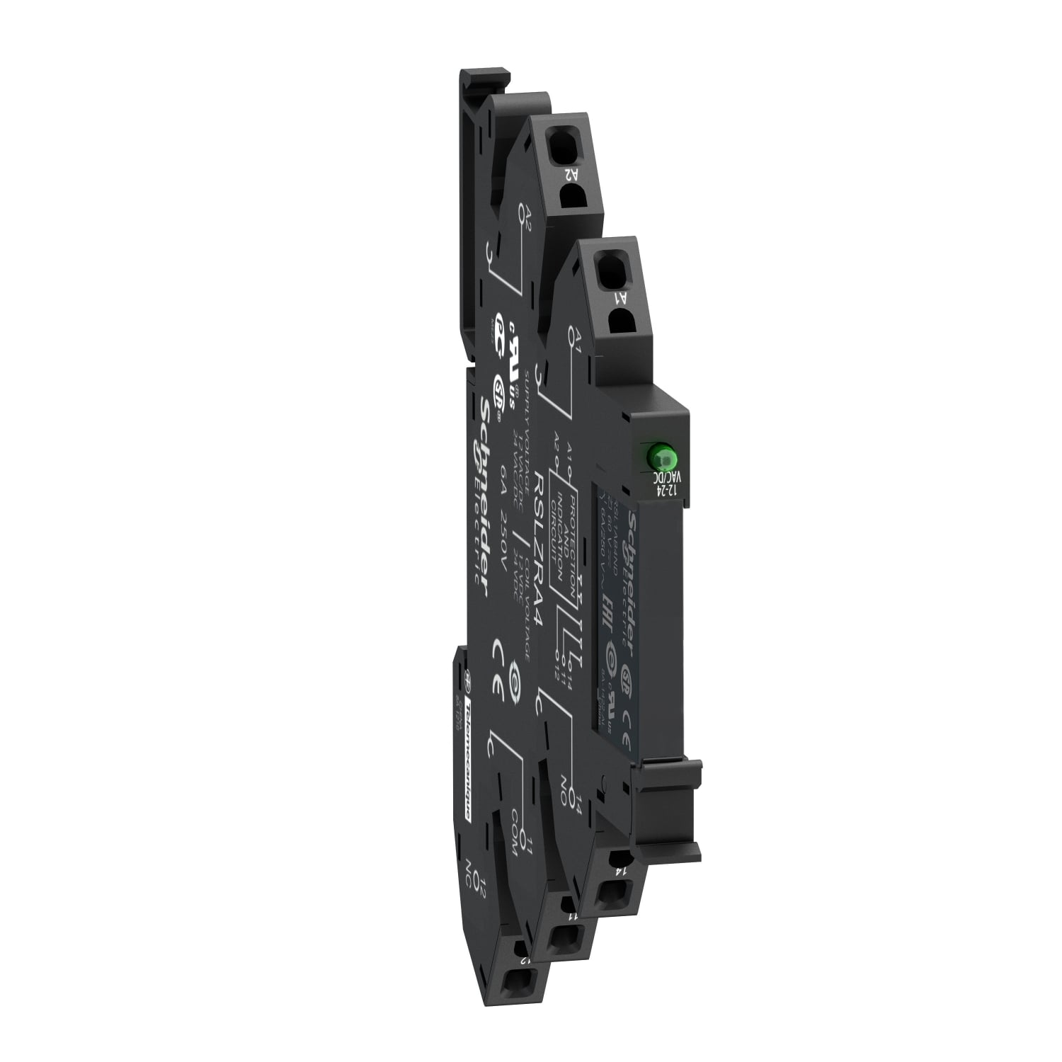 slim interface relay, Harmony Electromechanical Relays,  pre assembled, 6A, 1CO, with LED, spring terminals, 12V AC/DC