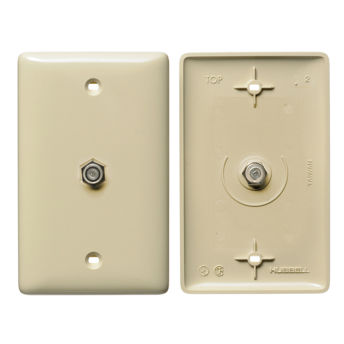 Plates, 1-Gang, With F Connector, Electric Ivory