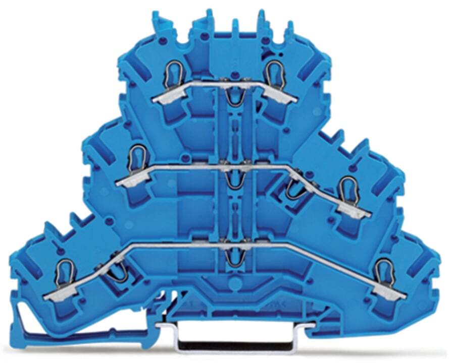 Triple-deck terminal block; Through/through/through terminal block; N/N/N; without marker carrier; for Ex e II and Ex i applications; for DIN-rail 35 x 15 and 35 x 7.5; 2.5 mm; Push-in CAGE CLAMP; 2,50 mm; blue