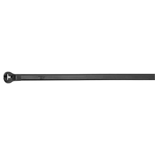 Cable Tie, Black Polypropylene for Temperatures up to 85 Degrees Celsius (185 F), Weather and Ultraviolet Resistant for Indoor and Outdoor Applications, UL/EN/CSA62275 Type 2/21S Rated for AH-2 Plenum and as a Flexible Cable and Conduit Support, Length of 343mm (13.5 Inches), Width of 6.9mm (0.27 Inches), Thickness of 1.5mm (0.06 Inches), Tensile Strength Rating of 270 Newtons (60 Pounds)