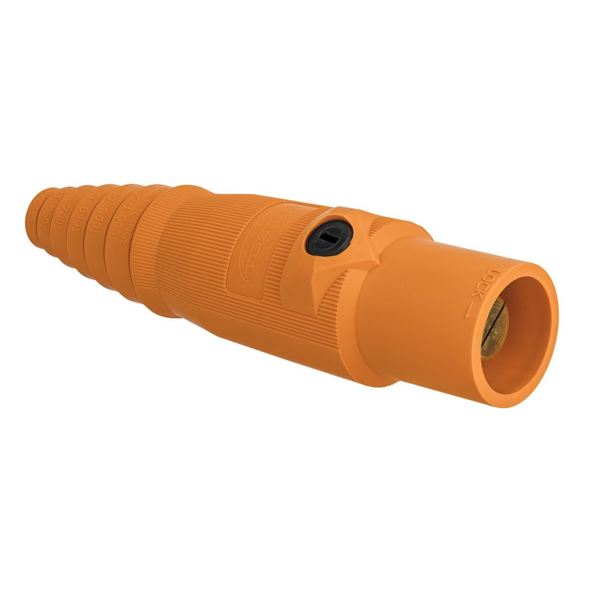 Heavy Duty Products, Single Pole Devices, Industrial Grade, Male, Plug, 400A 600V AC/DC, Single Conductor, Double Set Screws, Orange