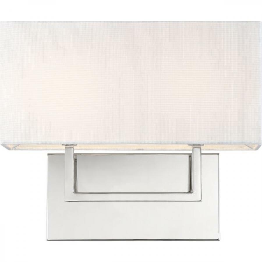 Tribeca - 2 Light - Vanity - Polished Nickel Finish with White Linen Shade