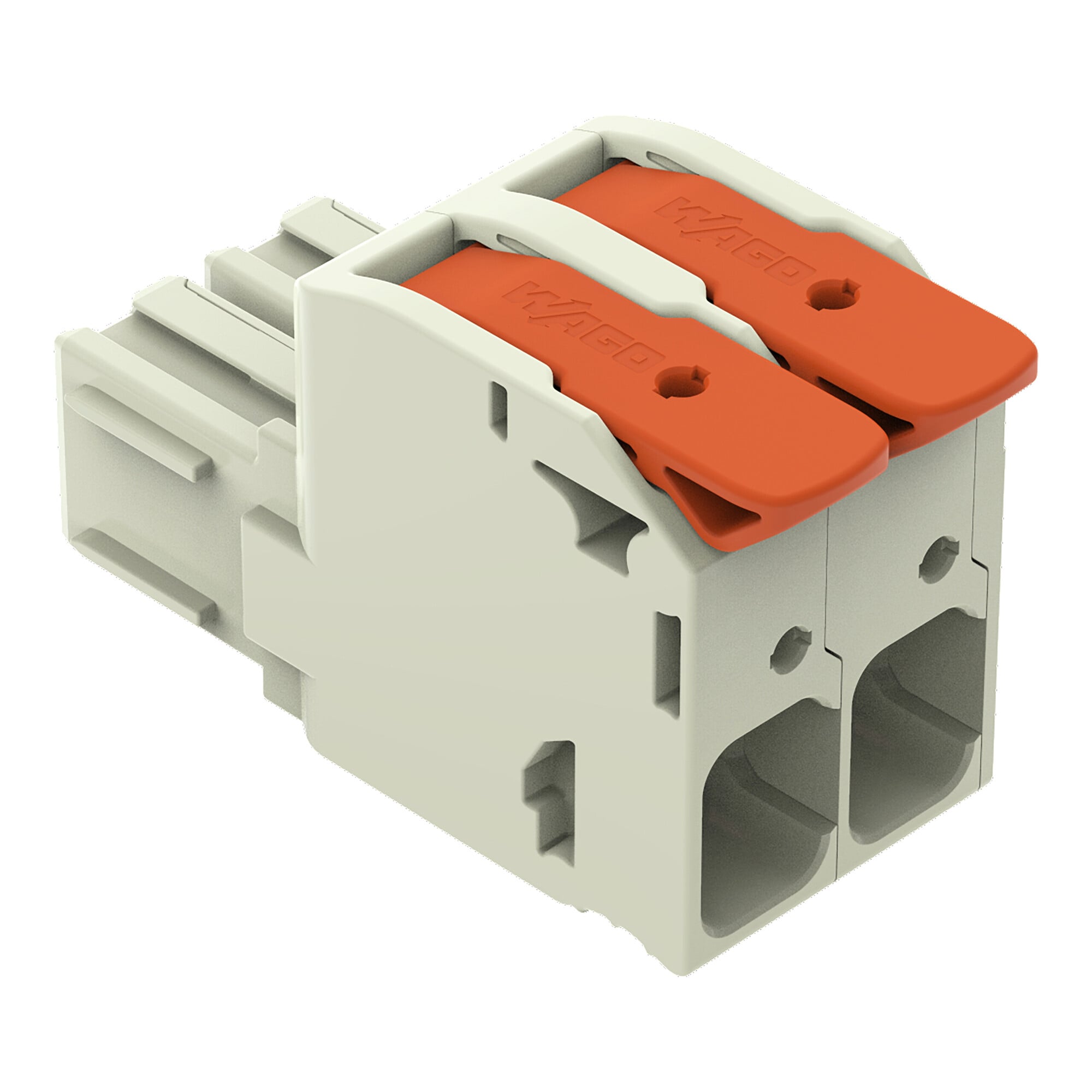 1-conductor female connector; lever; Push-in CAGE CLAMP; 16 mm; Pin spacing 10.16 mm; 2-pole; 100% protected against mismating; Silver-plated contacts; 16,00 mm; light gray