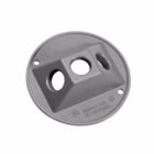 Eaton Crouse-Hinds series weatherproof lamp holder cover, White, Die cast aluminum, (3) 1/2" outlet holes, 4" round, Closure plug
