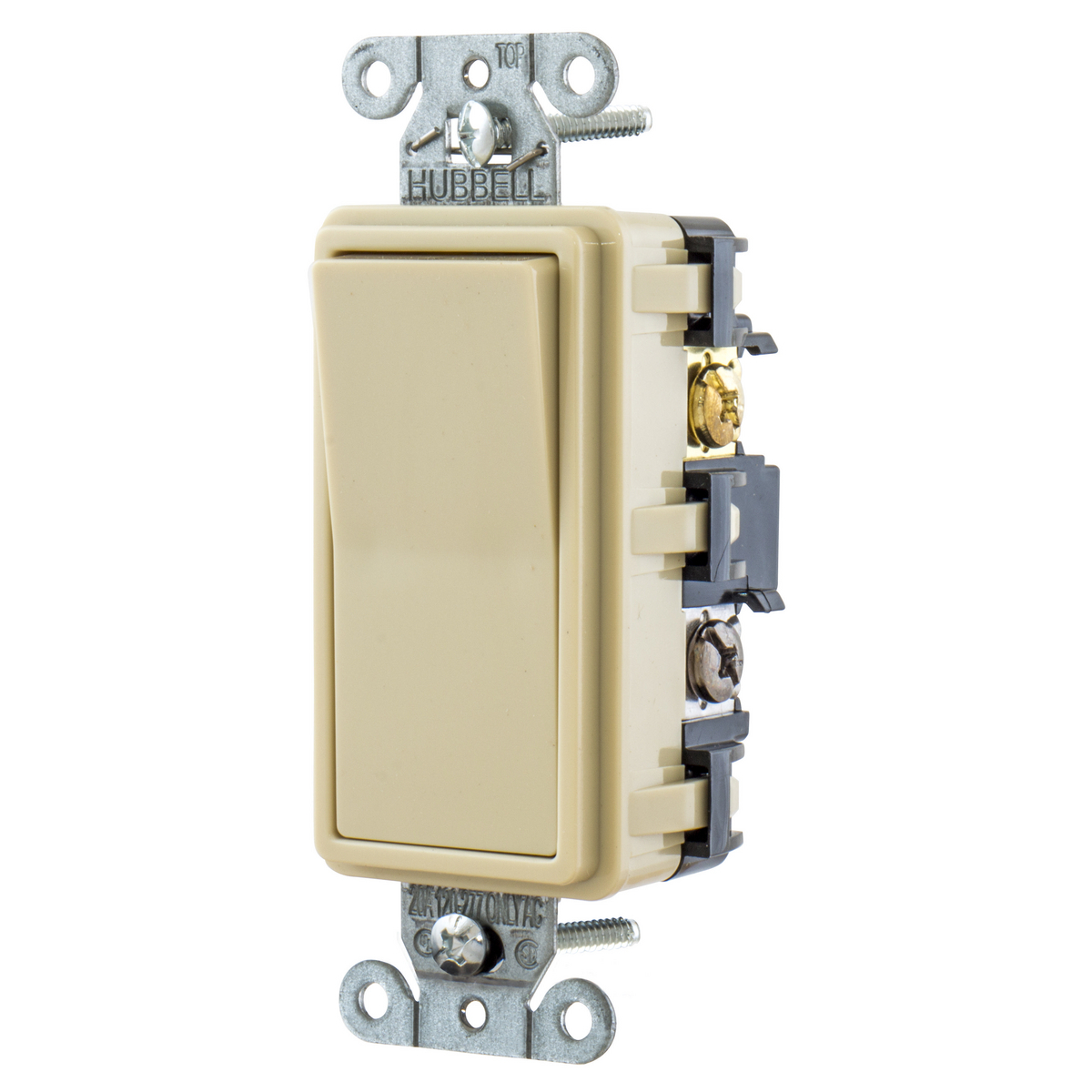 TradeSelect, Switches and Lighting Controls, Decorator Switch, Residential Grade, Rocker Switch, General Purpose AC, Four Way, 15A 120/277V AC, Push Back and Side Wired, Ivory