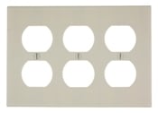3-Gang Duplex Device Receptacle Wallplate, Standard Size, Thermoset, Device Mount, Light Almond