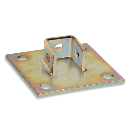 Connector, Square Post Base, Post Height 1-5/8 Inch, Post Width 1-11/16 Inch, Post Length 1-5/8 Inch, Base Length 6 Inches, Base Width 6 Inches, Hole Diameter 3/4 Inch, Steel