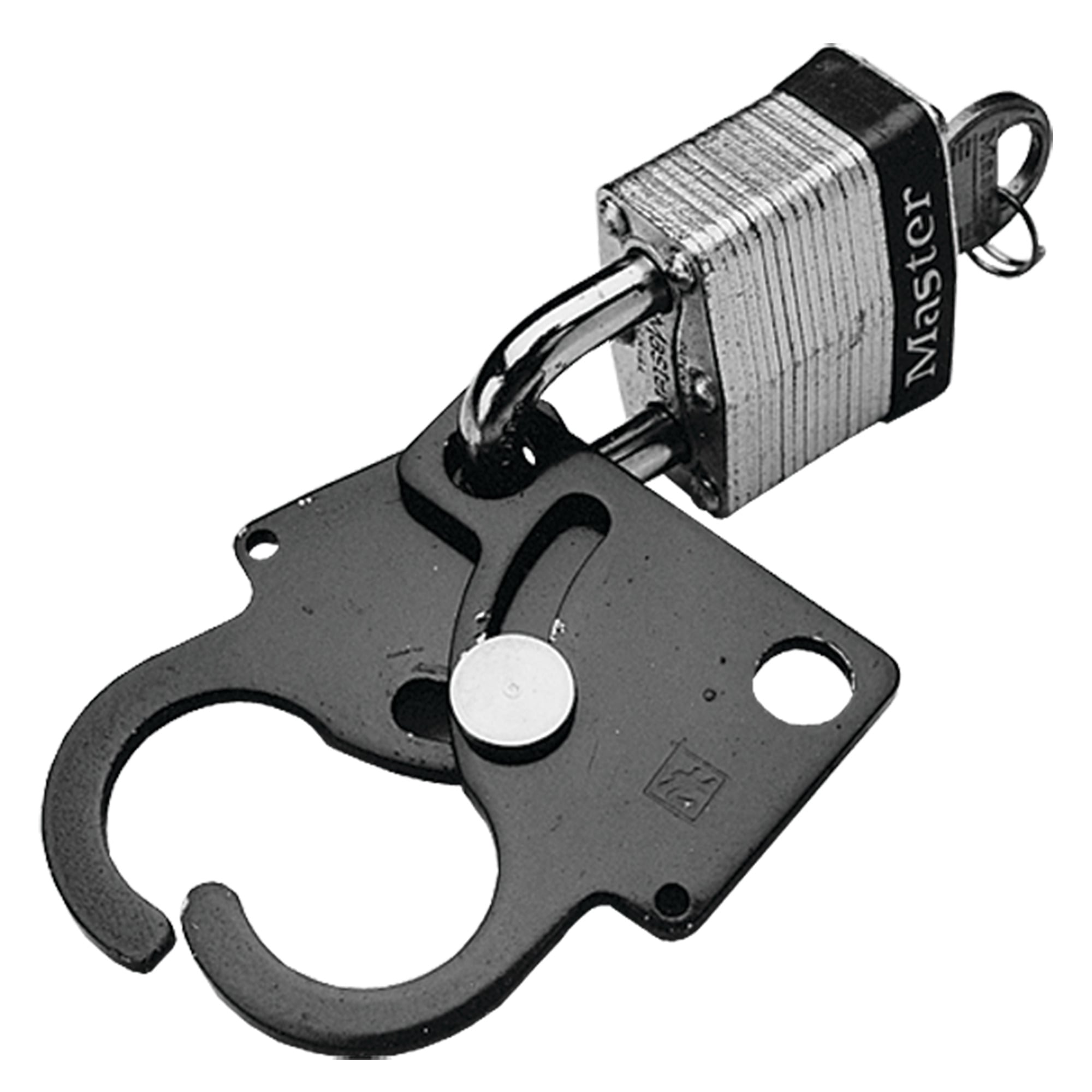 Dual-Access Safety Lockout, with chain, Red, Steel