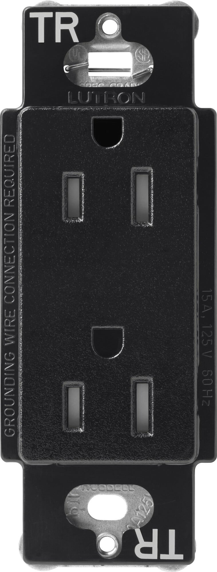 Lutron Claro Tamper-Resistant Duplex Receptacle, 15 Amp, Midnight
