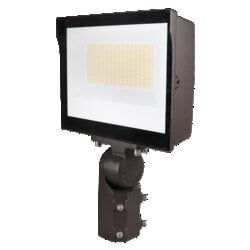 OBS61330 Floodlight 1C, 105 watts,120 277V, 0 10V dimmable, 80 CRI, Selectable CCT 3000K, 4000K, 5000K, Wide flood distribution, bronze painted finish