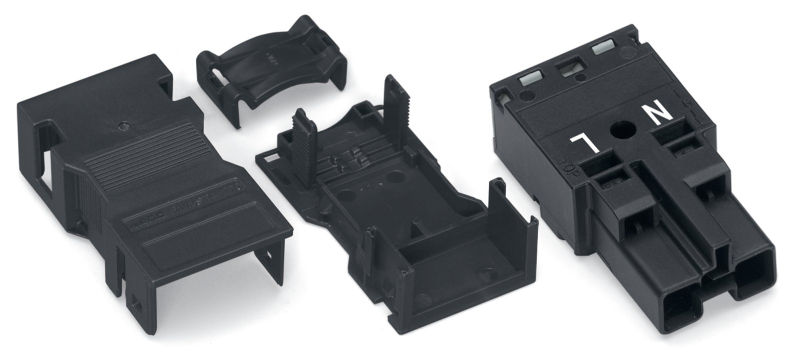 Plug; with strain relief housing; 2-pole; Cod. A; 4,00 mm; black
