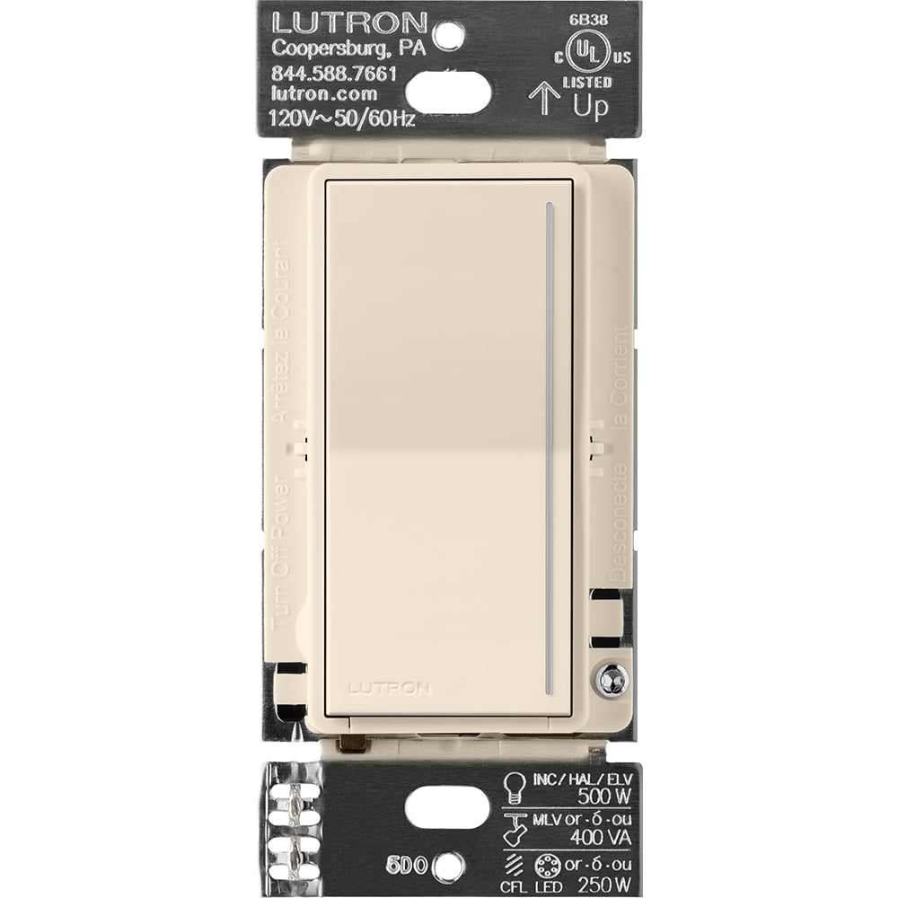 RadioRA 3 Sunnata RF 250 W (LED/CFL) or 500 W Incandescent/Halogen/ELV or 400 VA MLV Phase Selectable Dimmer, 120 V, 50/60 Hz, 0.5 W, light almond