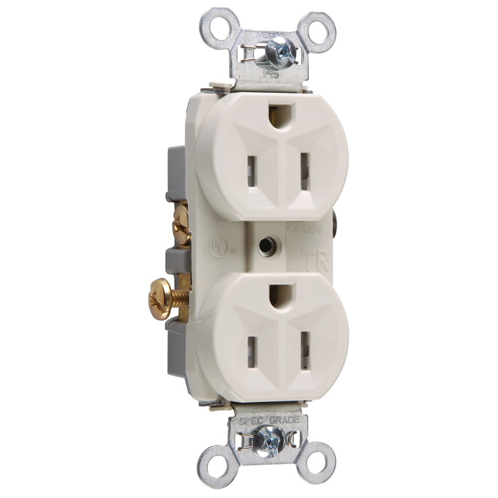 Commercial Grade Tamper-Resistant Duplex Receptacle Side Wire 15amp 125volt Light Almond