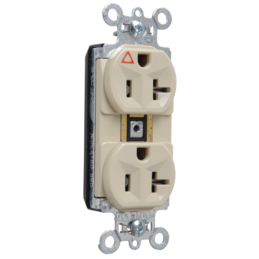 PlugTail Isolated Ground Spec Grade Duplex Receptacle 20amp 125volt Ivory
